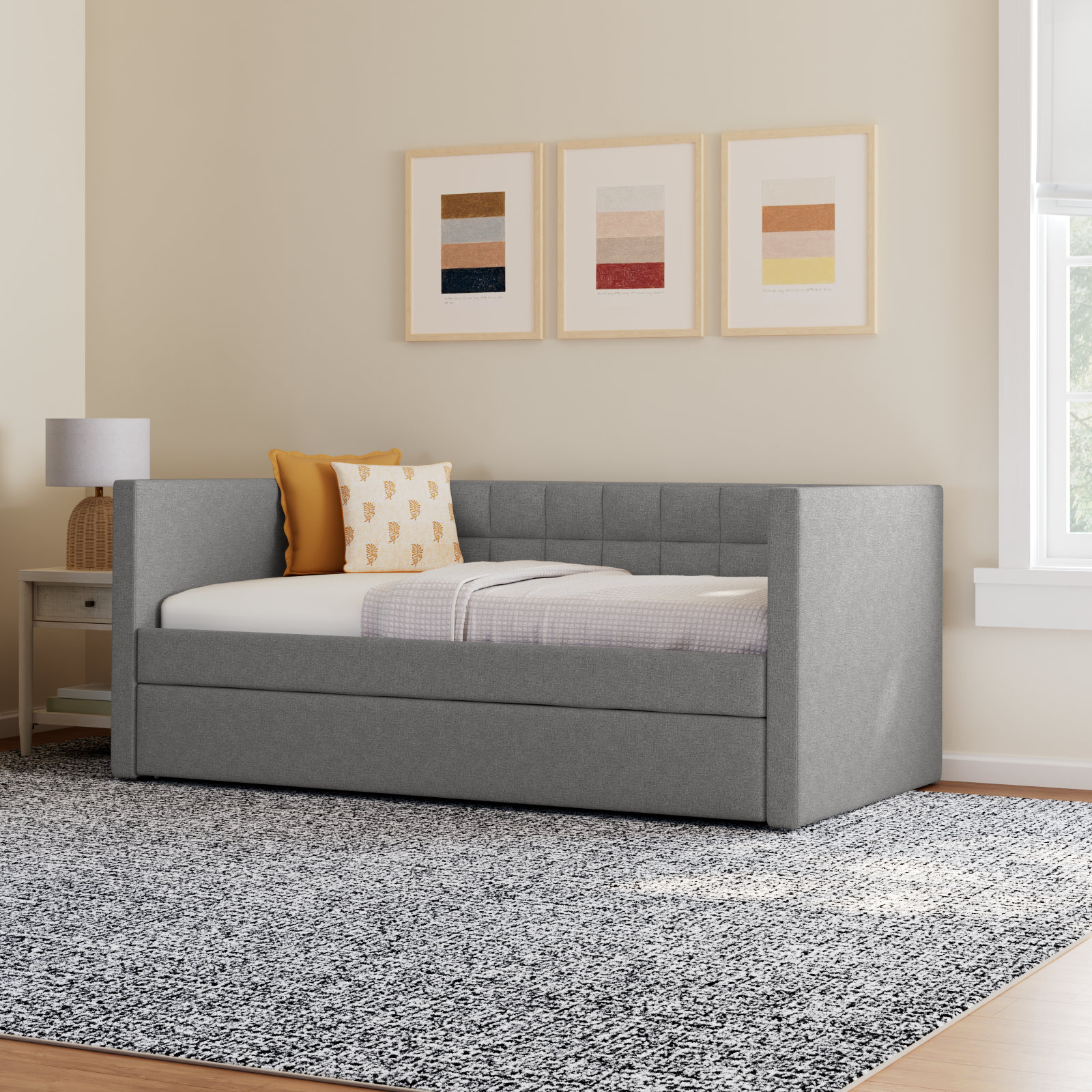 Ardsley Upholstered Daybed with Trundle - Twin, Gray