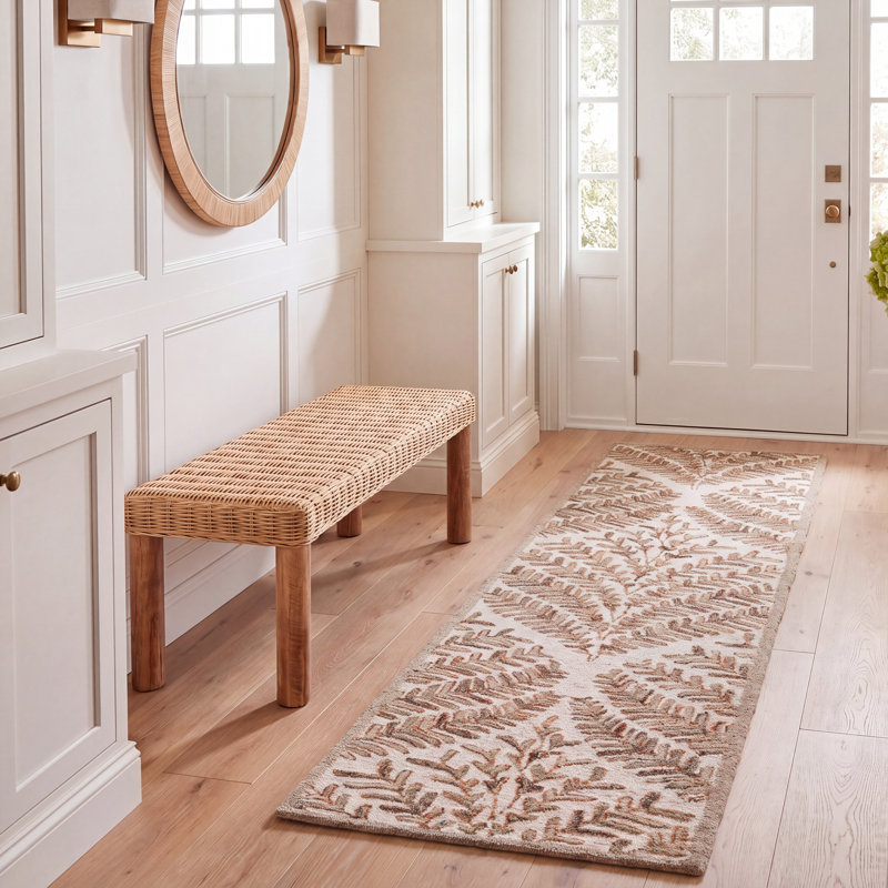 Ikat Handmade Tufted Wool Ivory / Brown Area Rug, Runner 2'3" x 13'