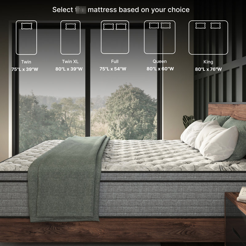 Matelas Queen Size 10 pouces en mousse à mémoire de forme et gel rafraîchissant, - États-Unis, Soulagement, Faible transfert de mouvement, Imperméable, Compatible avec un sommier articulé, gris et blanc, Convient aux ressorts