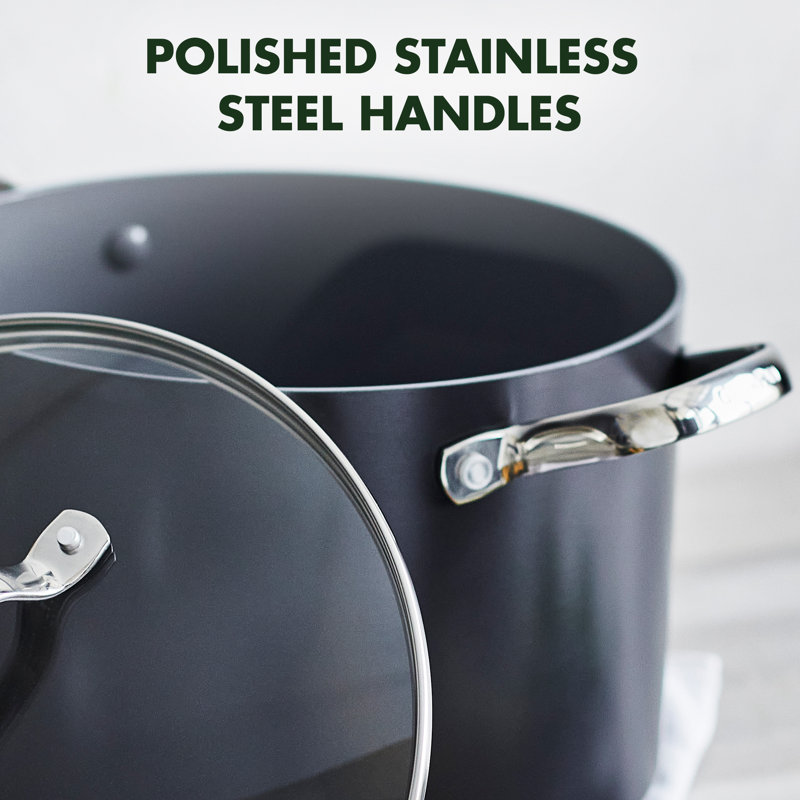 GreenPan Valencia Pro Hard Anodized Induction Healthy Ceramic Nonstick 5qt Stock Pot, 8 Qt