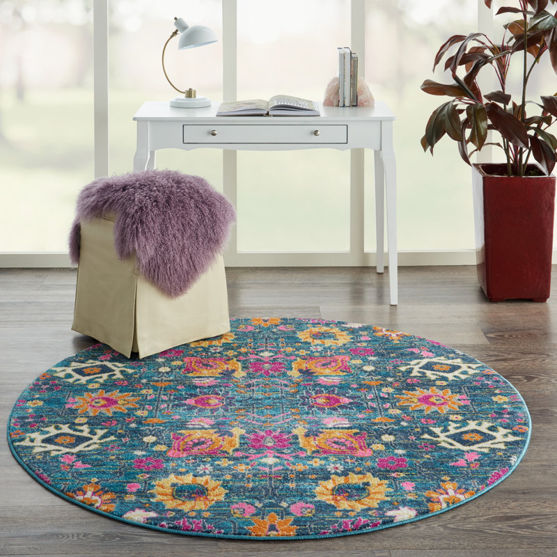 Justien Floral Indoor Rug, Round 4'