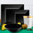 Black Square Disposable Plastic Tableware Set - 120 Settings