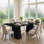Table de salle à manger rectangulaire 71 "pour 6 à 8 personnes - table de cuisine moderne en bois avec pieds robustes et robustes, mobilier de salle à manger résistant aux égratignures, table noire seulement)-2039059895