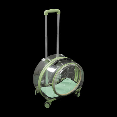 Breathable Cat Carrier With Rolling Wheels Handle Adjustable