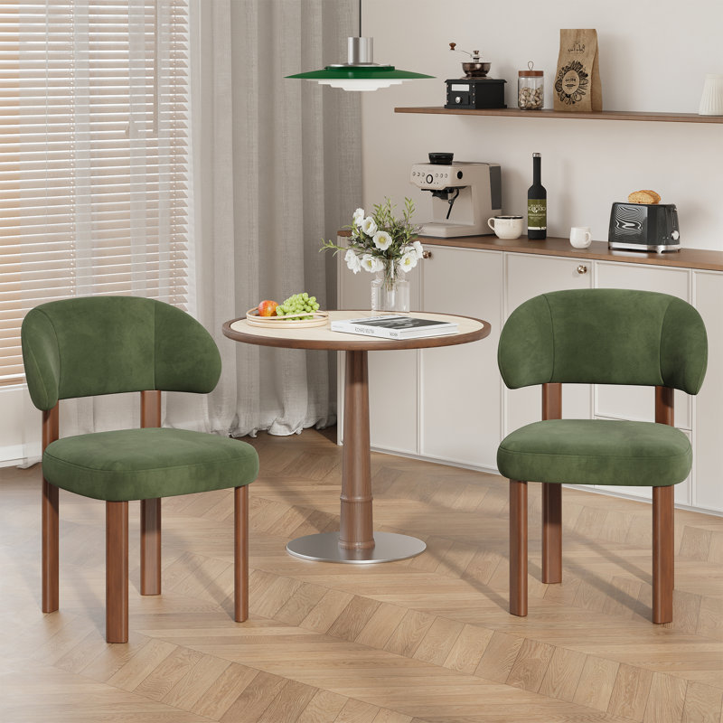 Chaise rembourrée moderne avec dossier incurvé, Vert