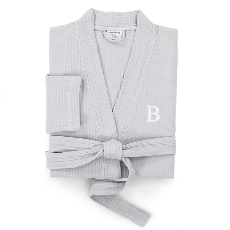 Peignoir de bain en mollet unisexe en coton turc avec poches 100% Smyrna, L, Gris/argent, B