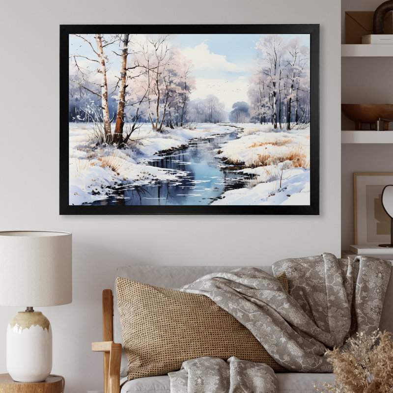 Snow River Wonderland II - impression, H 30 po x l 40 po x P 1,5 po, Cadre photo noir