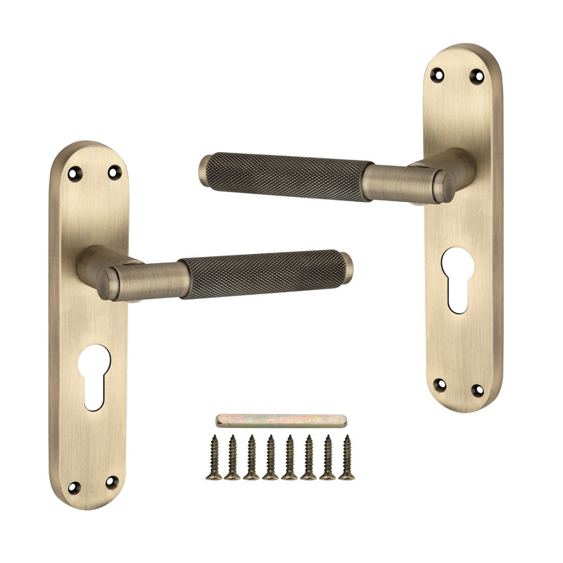 Connaught Knurled Lever on Backplate Euro Matt Antique