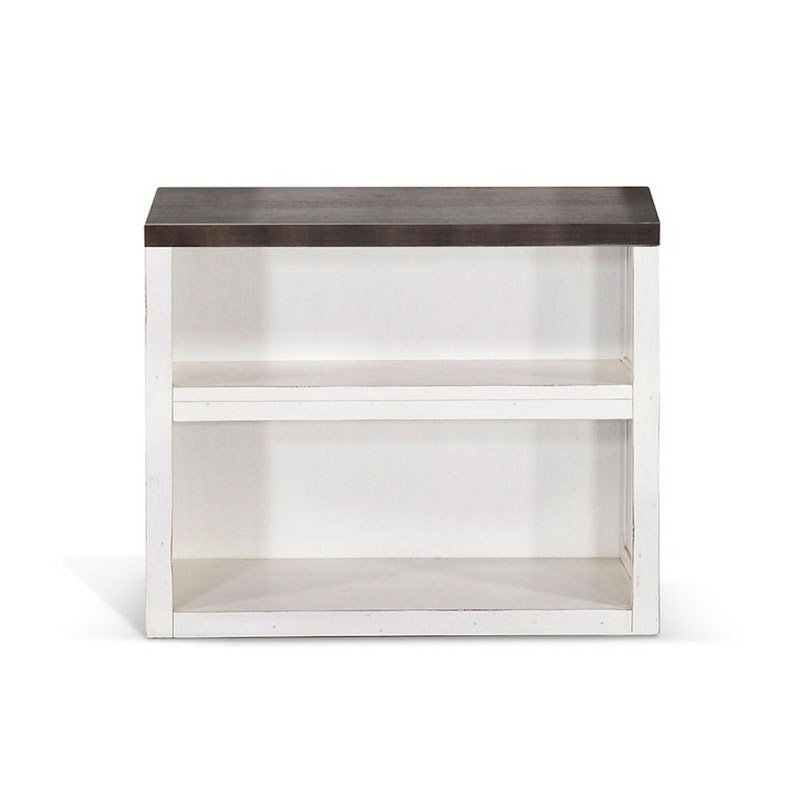Petite bibliothèque 30 pouces Zena, 2 tablettes, 2 tons, placage, Brun / Blanc