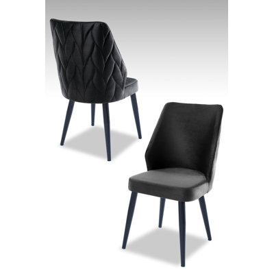 Ensemble de chaises modernes (4 pièces), anthracite et noir, 18,9 po x 35,4 po x 16,9 po | 100% panneau de particules enduit de mélamine, 1,0 po d'épaisseur | Tissu 100% polyester, pieds en métal | Élégant et durable pour la salle à manger et les espaces de vie