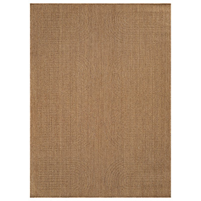 Geometric Border Dark Gray/Natural Easy-Care Jute-Style Indoor/Outdoor Flat Woven Area Rug