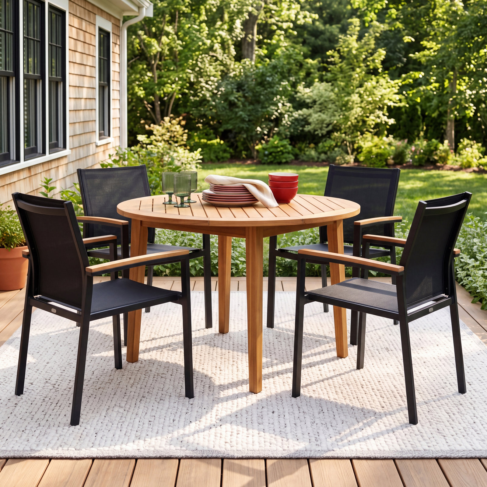 Alyisa 47" Eucalyptus Patio Dining Set