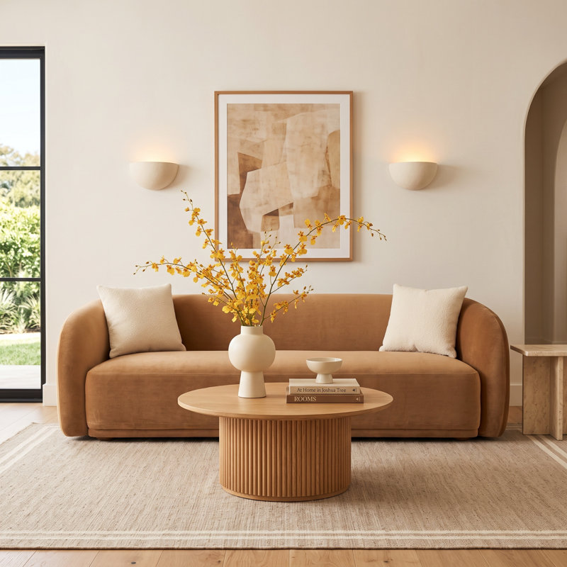  Penelope 86" Sofa, Camel Faux Mohair