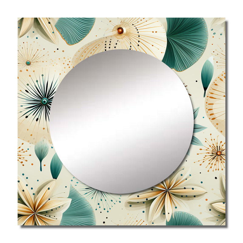 Coastal Neutrals Boho Collage - Grand miroir carré abstrait pour décoration murale, 23 po x 23 po