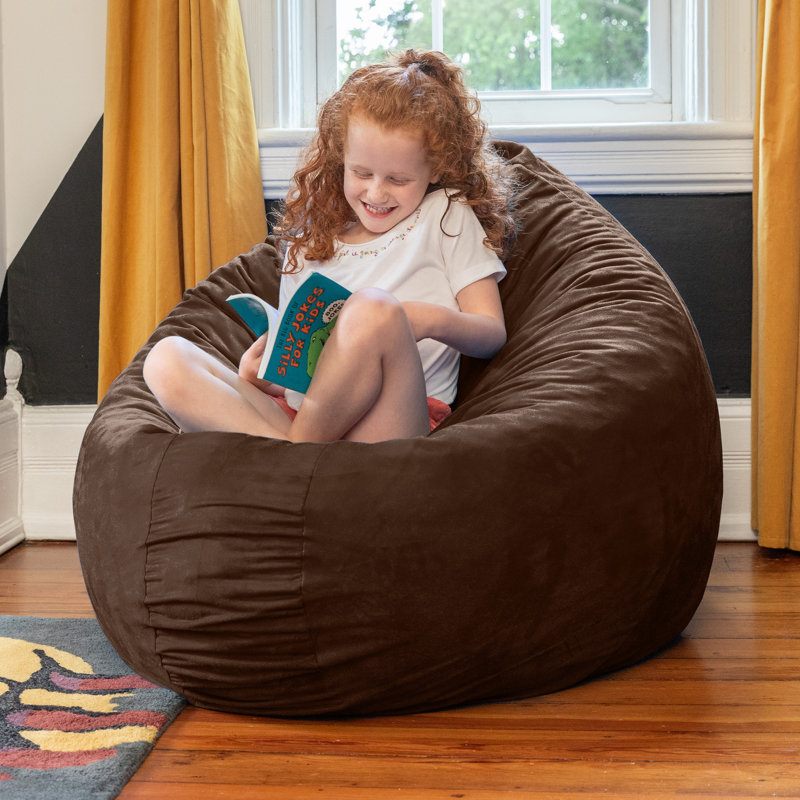 4 Ft. Cocoon Kids Bean Bag Chair and Crash Pad - Microsuede, Chocolate Microsuede