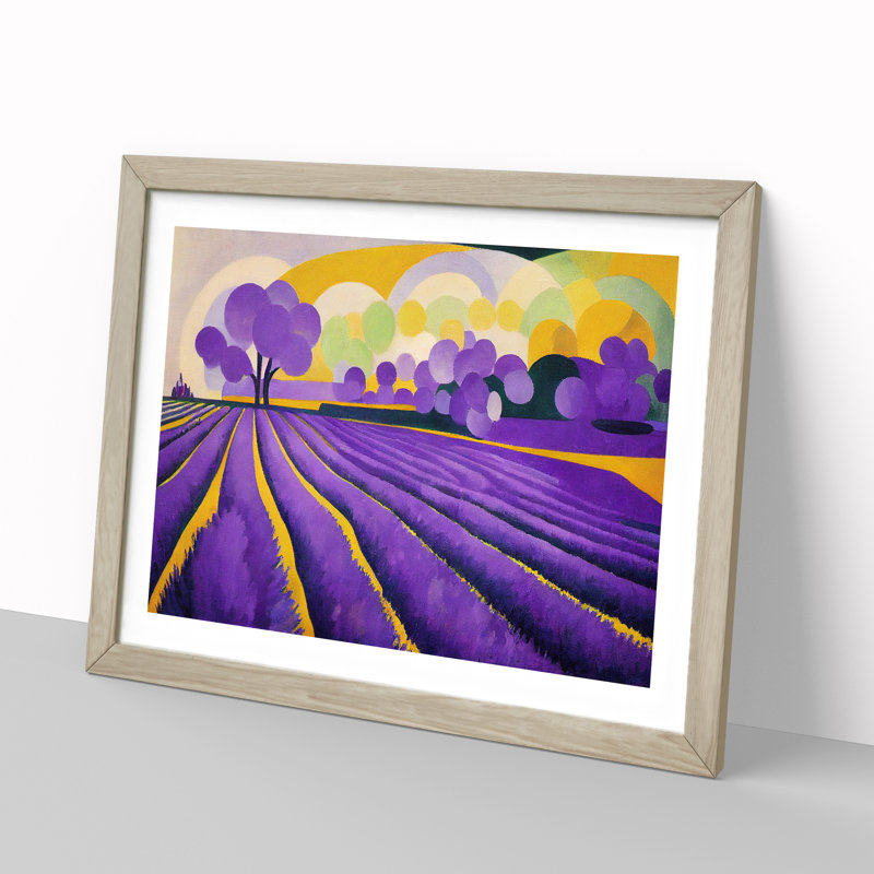 Abstract Lavender Field - Framed Print, 46cm H x 64cm W x 2cm D, Oak