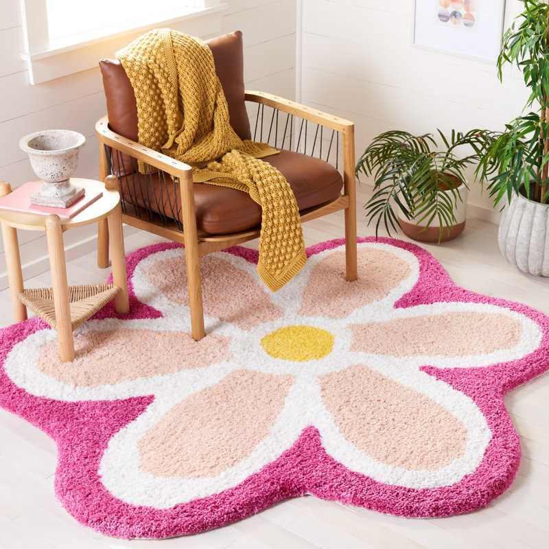 Kaylanni Novelty Hand Tufted Performance Floral Rug, Round 6'