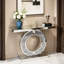 Console à miroir en forme de O avec base en cristal pour le couloir et le salon | Idée de cadeau-1916536960