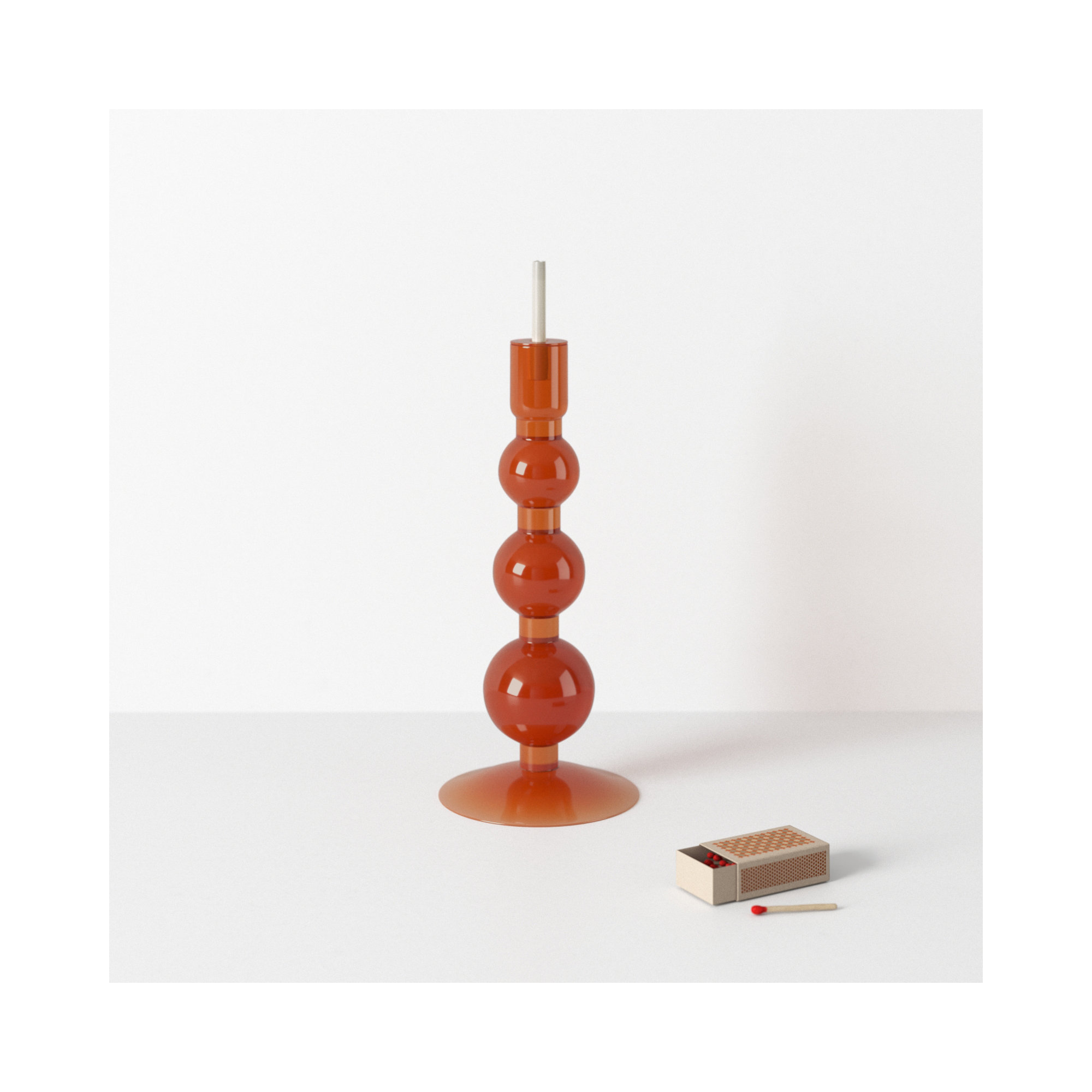 Geri Recycled Glass Candle Holder, Red, 13.4" H x 5.51" W x 5.51" D