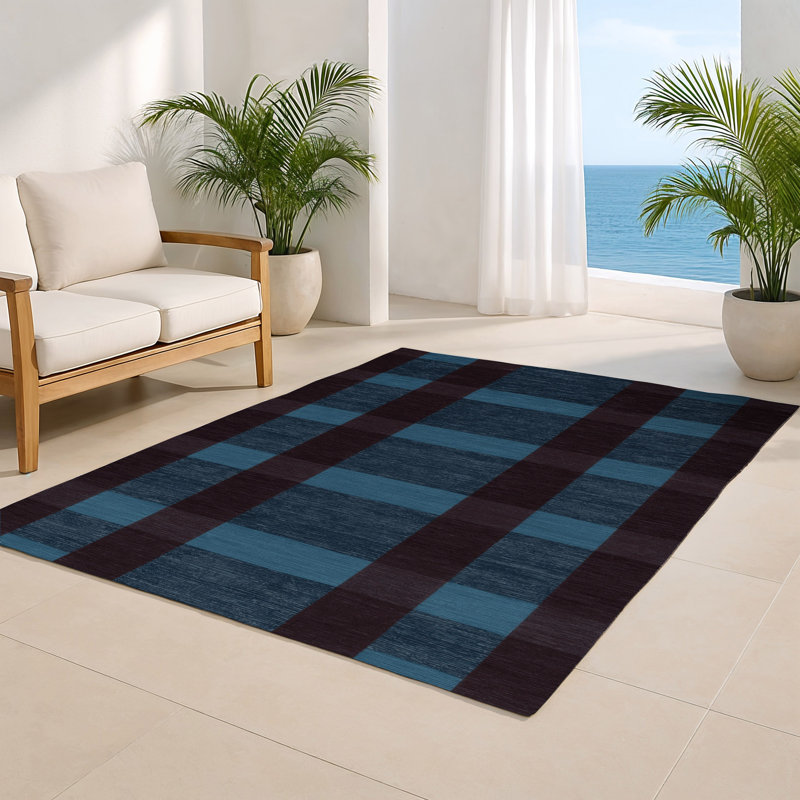 Tapis intérieur / extérieur noir à carreaux, Rectangulaire 2 pi x 3 pi