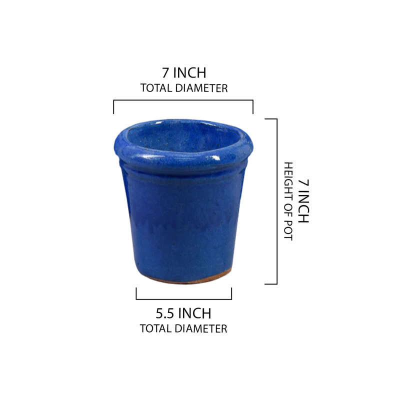 Pot à fleurs en céramique Azura Blue, H 7 po x l 7 po x P 7 po