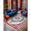 Tapis bleu en polyester à imprimé machine Gulustan-40219001