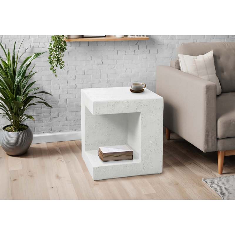 Table d'appoint contemporaine carrée pour espaces intérieurs et extérieurs, Blanc