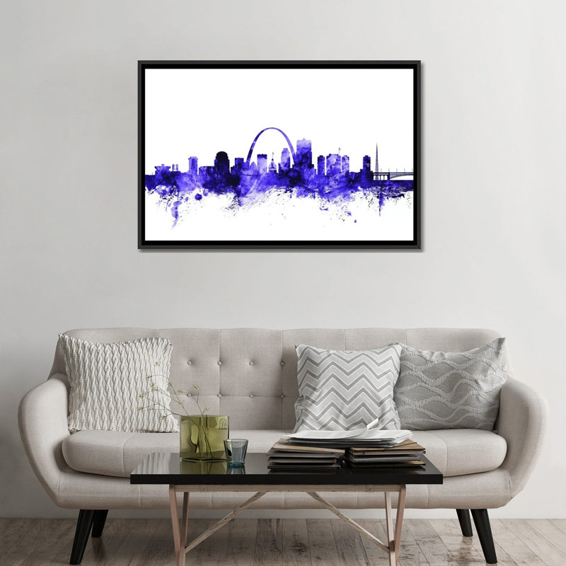«St. Louis, Missouri Skyline» par Michael Tompsett - impression sur toile tendue, H 32 po x l 48 po x P 1,5 po, Pas de tapis