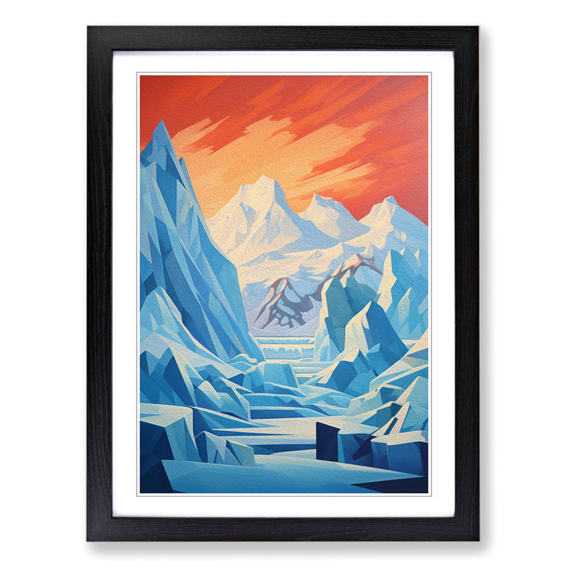 Glacier Constructivism - Framed Print, Black, 34cm H x 25cm W x 2cm D