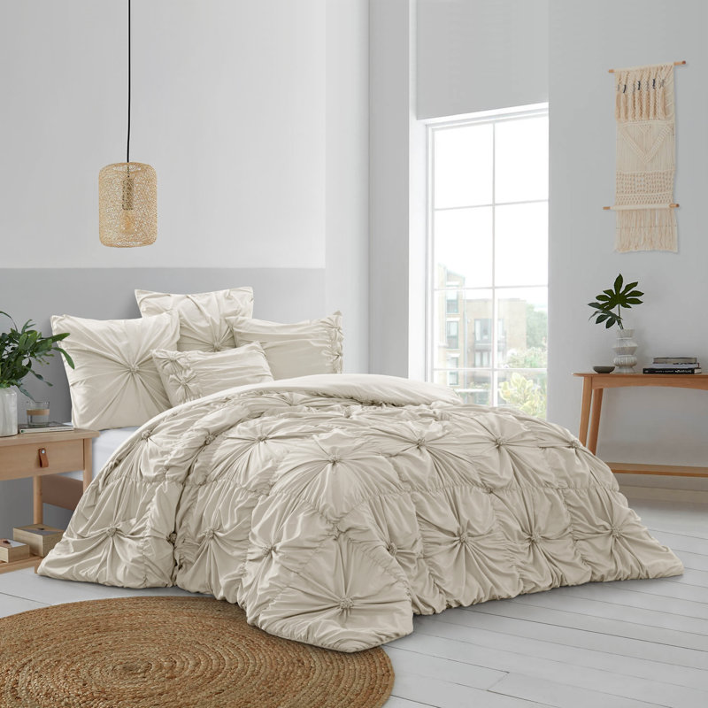 Ensemble d'édredon en duvet beige 180 fils