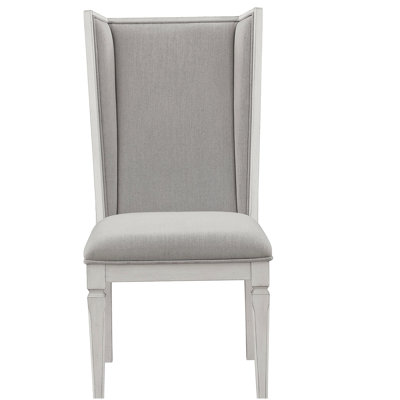 Chaise d'appoint Katia en lin gris clair et blanc vieilli (ensemble de 2)