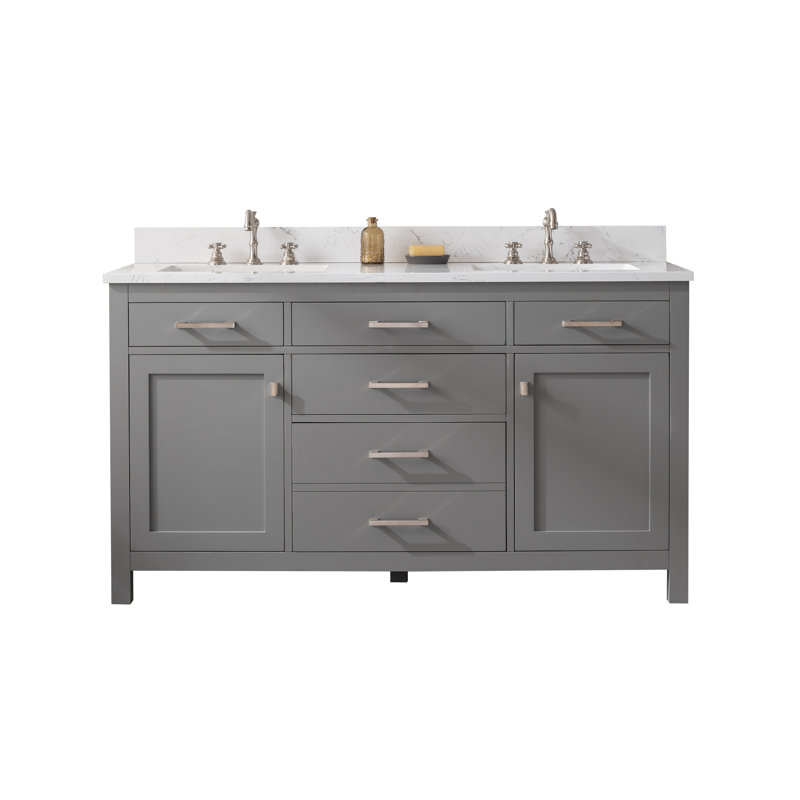 Meuble-lavabo double Ajhane, Gris