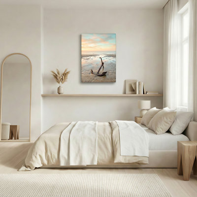 «Gallery Wrap», art mural sur toile pour le salon, la chambre à coucher, le bureau ou le vestibule - décoration murale décorative avec plage ancre