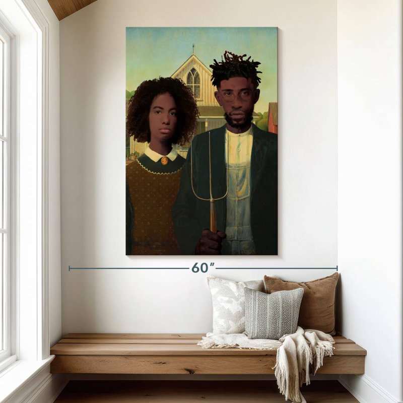 Leisha, le couple de fermiers, H 51 po x l 34 po
