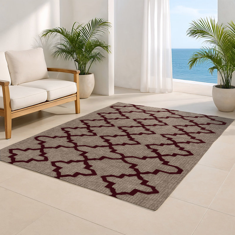 Tapis gris intérieur et extérieur Trellis, Rectangulaire 8 pi x 10 pi