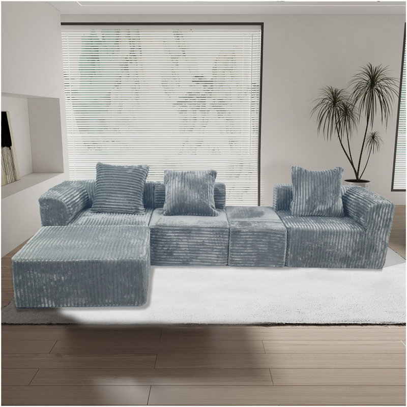 Convertible Modular Sectional Sofa Set Compression Sofa, Light Gray