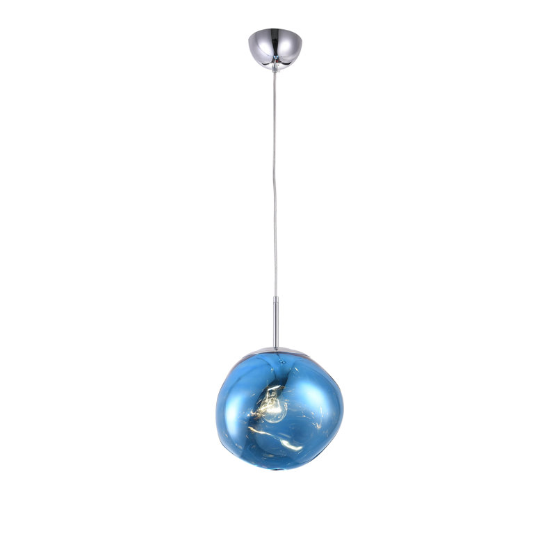 Luminaire suspendu moderne 1 lumière Rodman, Bleu, H 11 po x l 11 po x P 11 po