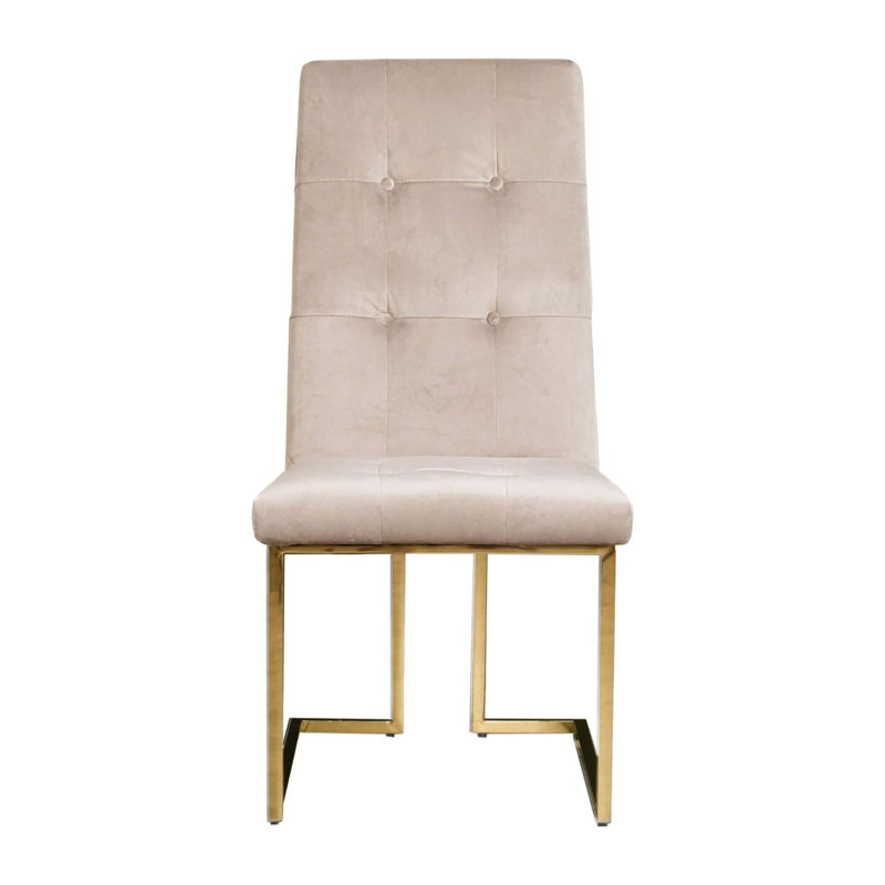 Chaise d'appoint en velours Denholme, Beige, Doré
