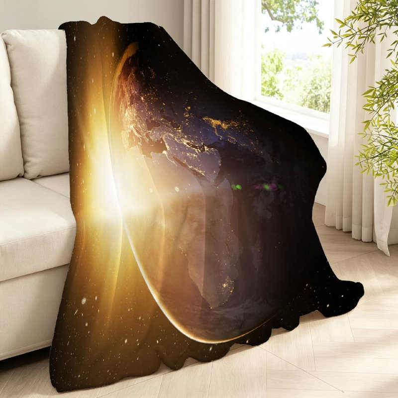 Jeté transparent en flanelle de polaire ultra douce, Our Earth in Cosmos et imprimé recto, Jeté 40 po x 50 po
