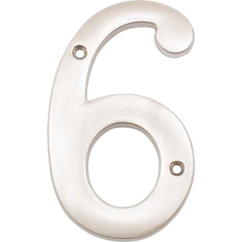 Numéro de maison en métal 4 po, Nickel satiné, 6