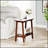 Retro Reddish Brown Narrow Slate Side Table With Storage Shelf, Perfect For Small Spaces And Mid-Century Modern Decor.
