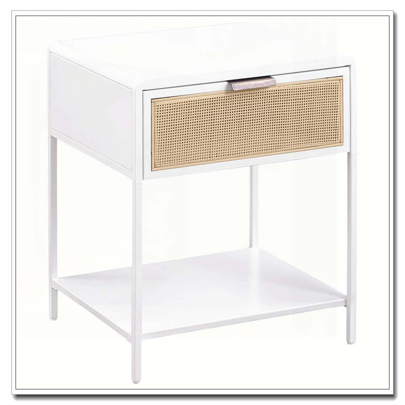 Table de chevet 1 tiroir Duncan, Blanc