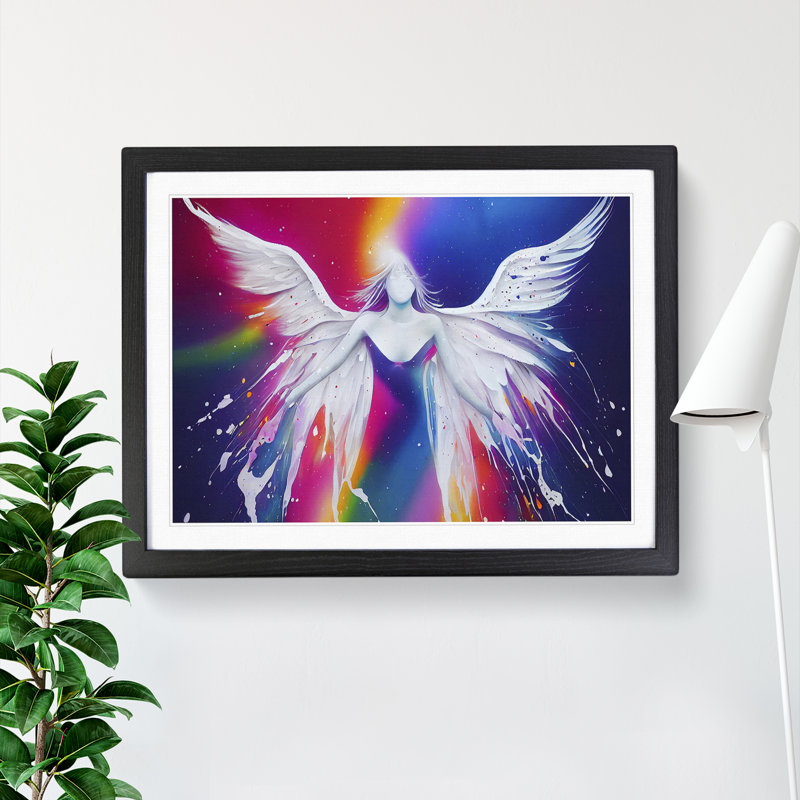 Angel Painted Vol.2 Abstract - Single Picture Frame Print, Black, 46cm H x 64cm W