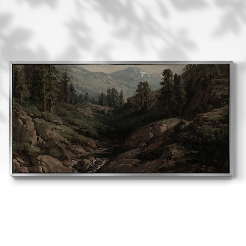 Paysage, série DC DCXII, toile tendue avec châssis, prête à être accrochée, H 21 po x l 41 po, Argent argent