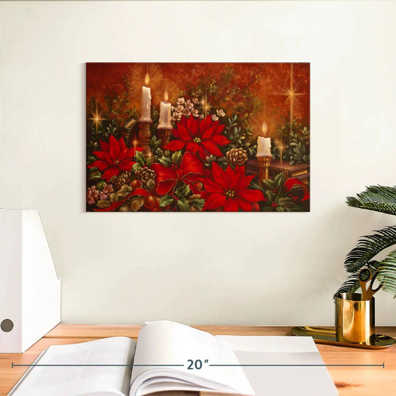 Poinsettia lumineux, H 8 po x l 12 po