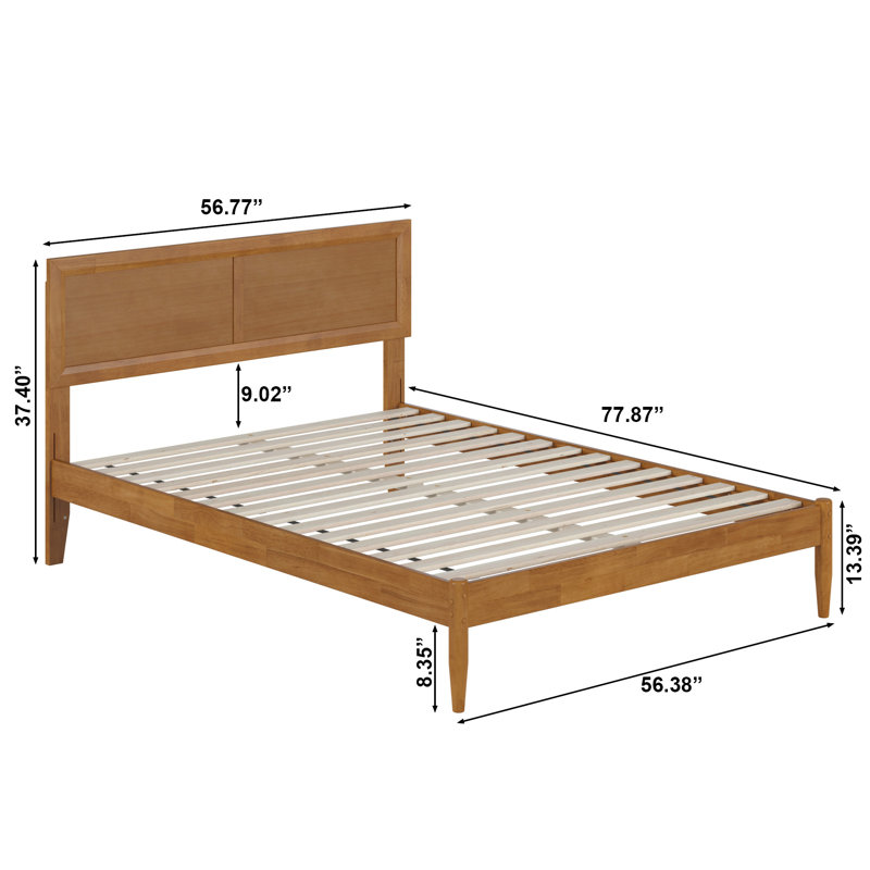 Lit plateforme avec tête de lit réglable Ellarie, Caramel clair, Lit double