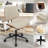 Modern Armless Home Office Chair, PU Leather Small Mid-Back Desk Chair with 4-Level Adjustable Backrest-1546993371