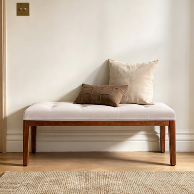 Tufted Upholstered Bench with Adjustable Height Leg and Anti-slip