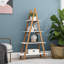 Solid Bamboo Wood Oxford A-Frame Ladder Display Bookshelf with Durable E1 MDF Shelves, Ideal for Home and Office Use