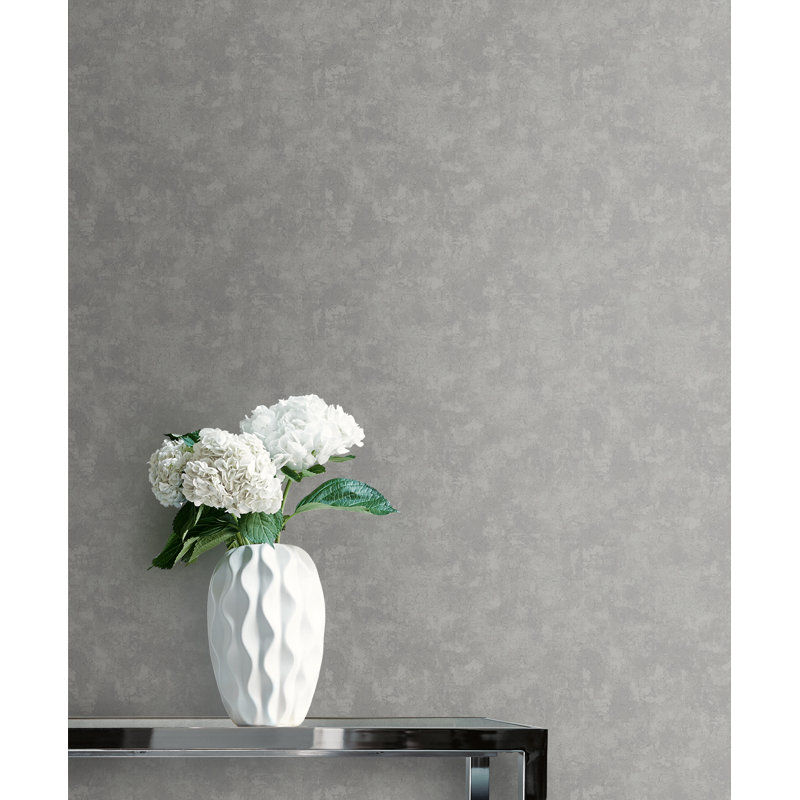 Thiells 10.05m x 53cm Textured Metallic Finish Wallpaper Roll, Grey